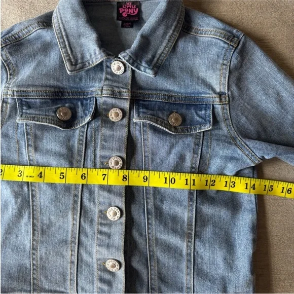 Girls My Little Pony Denim Jean Jacket Unicorn Pegasus Graphic Kids Blue Coat - Picture 9 of 11